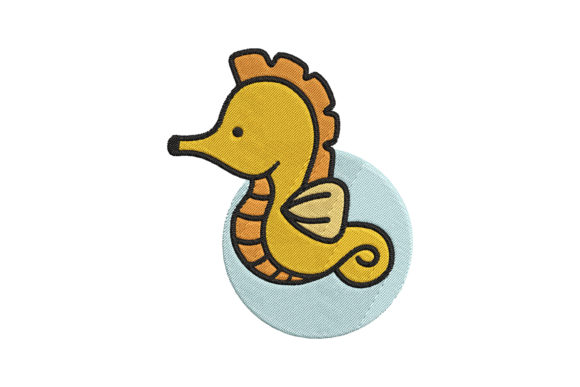 Cute Sea Horse Cartoon for Holiday Embroidery