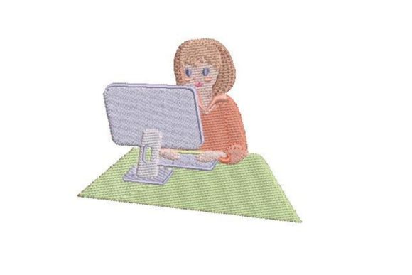 Review: Woman Typing on a Computer Embroidery Design